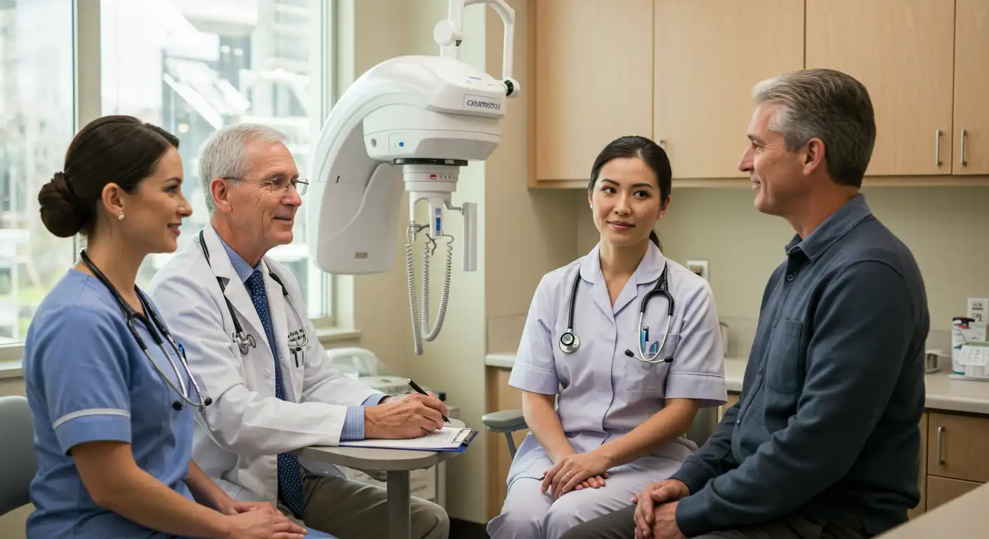 Cancer treatment planning team working together for personalized patient care